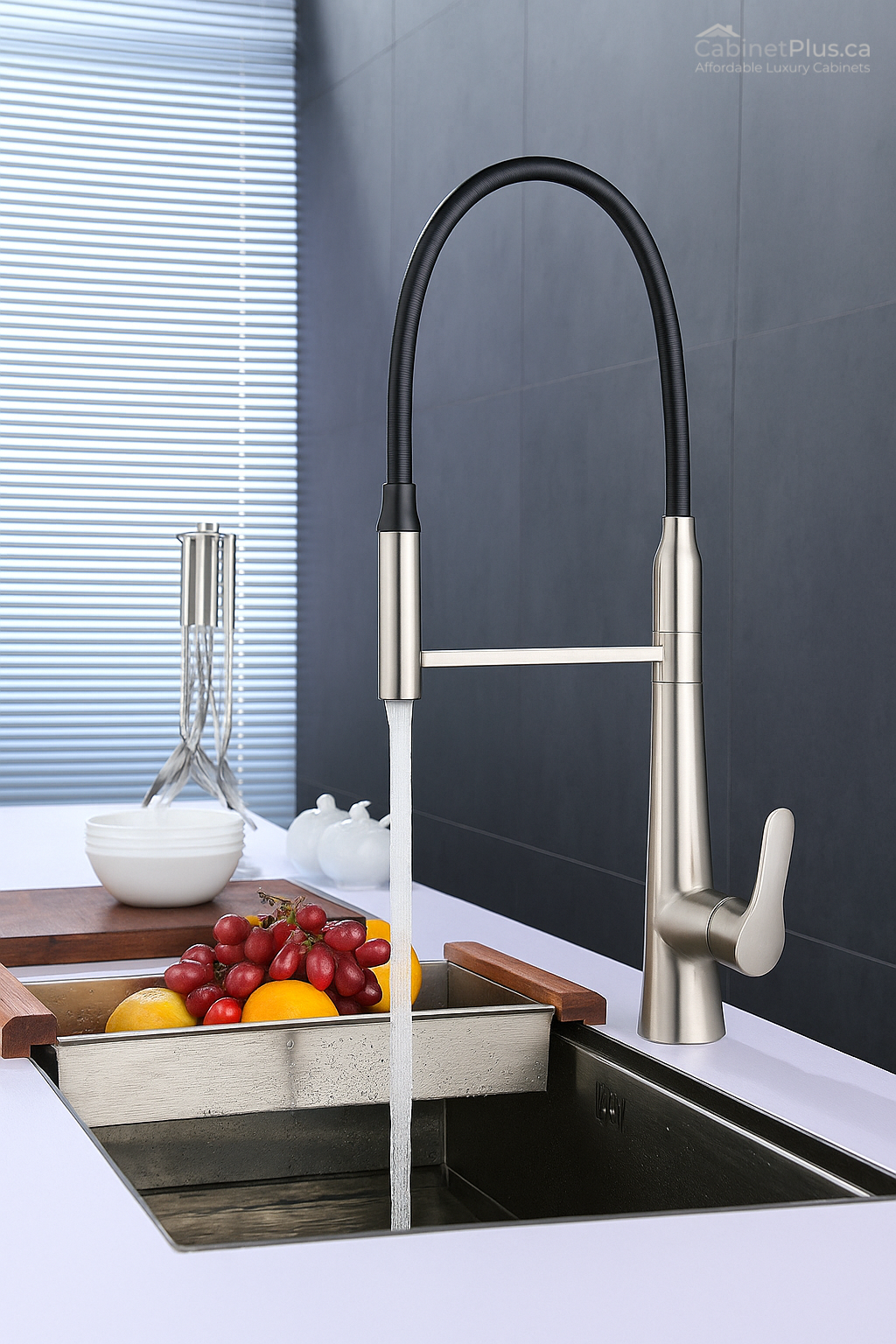 Matte Black & Brushed Nickel Pull-Down Kitchen Faucet (F-15598B-C)