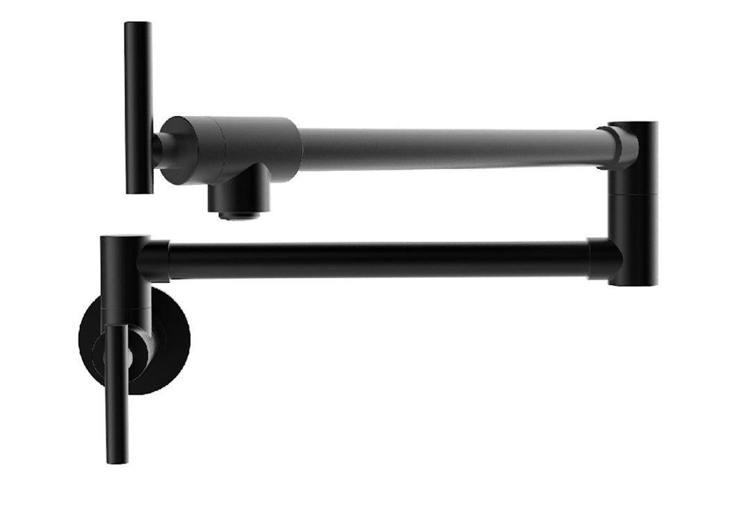Matte Black Wall-Mount Pot Filler Faucet (F-6833-03-B)