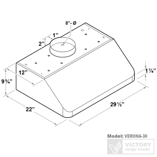 30 Inch 900 CFM Under Cabinet Range Hood - VICTORY Verona