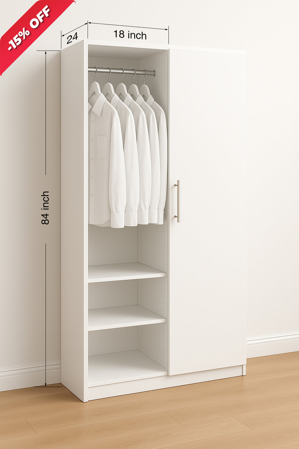 Closet 15 to 36W X 84H X 24D