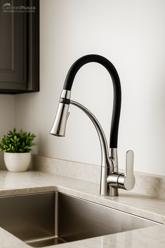 Matte Black & Chrome Pull-Down Kitchen Faucet (F-6801-03-CHB)