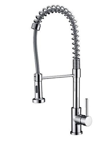 Spring Coil Brushed Nickel Kitchen Faucet (F-6802-01-CH)