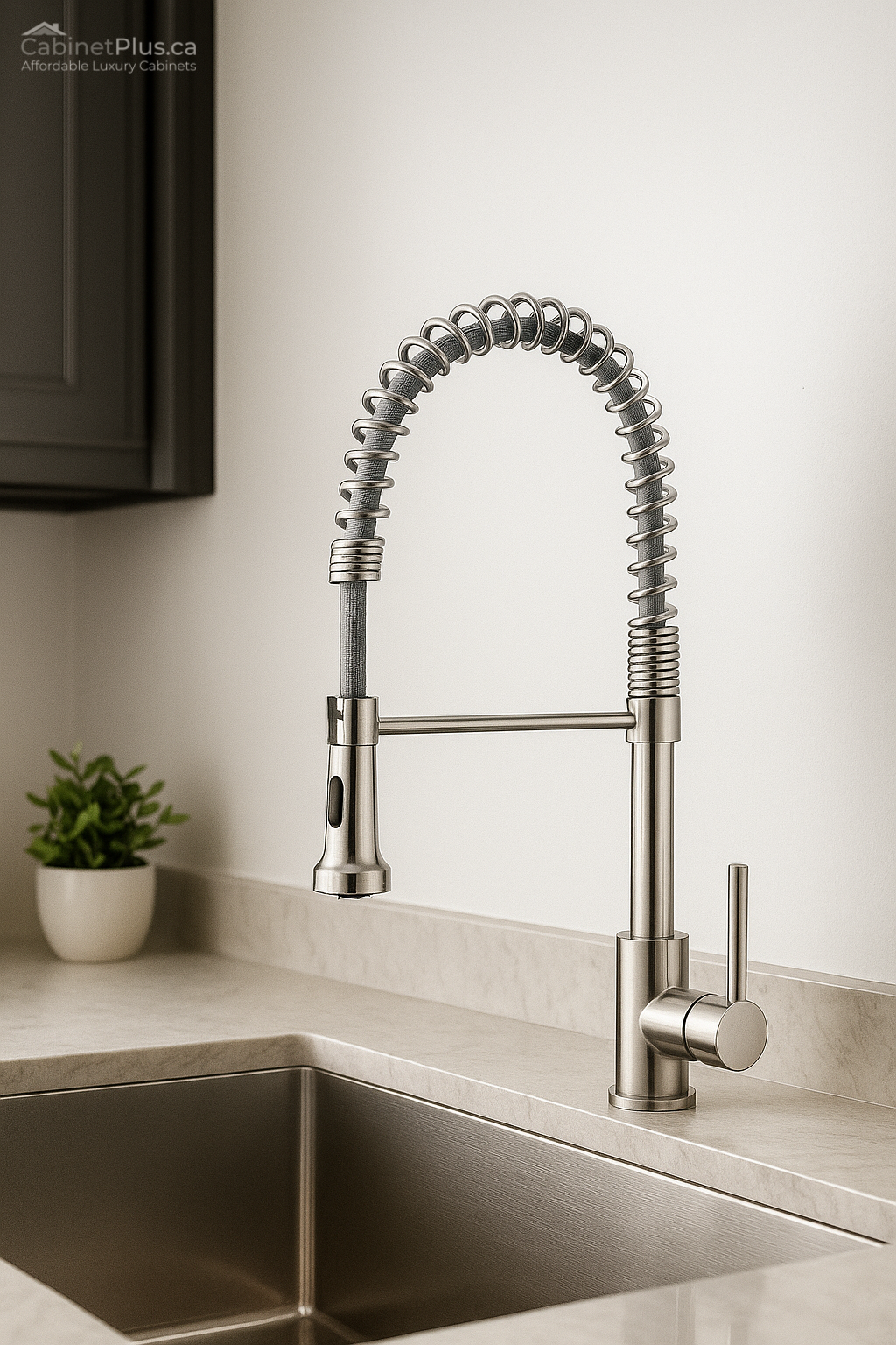 Spring Coil Brushed Nickel Kitchen Faucet (F-6802-01-CH)