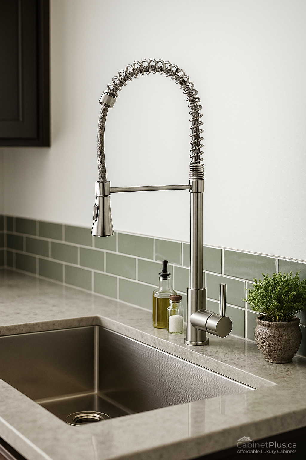 Spring Coil Brushed Nickel Kitchen Faucet (F-6802-02-N)