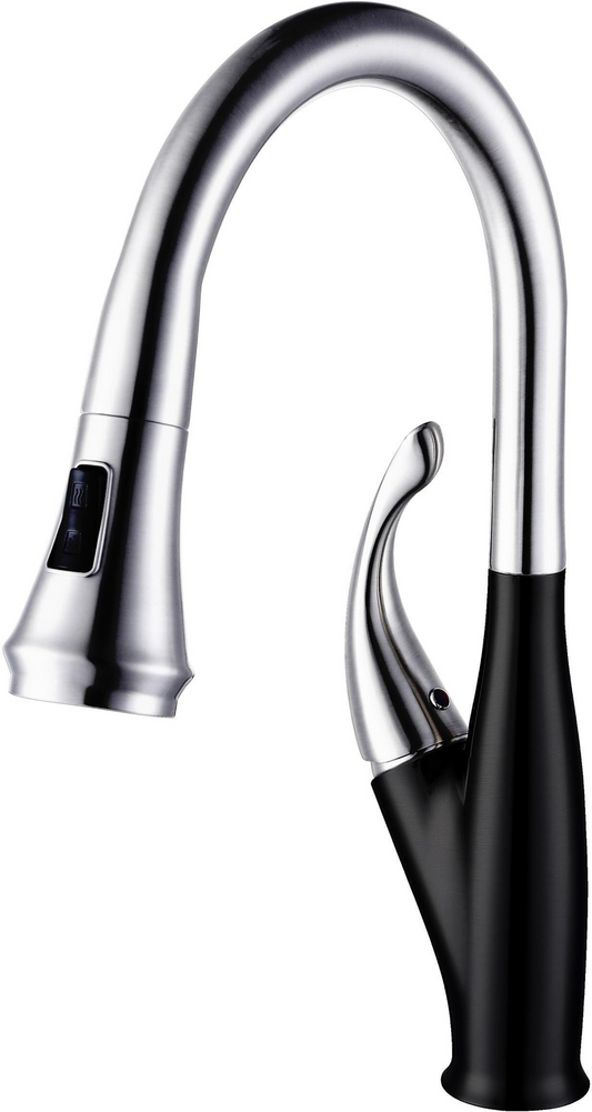 Chrome & Matte Black Pull-Down Kitchen Faucet (F-6803-03-CB)