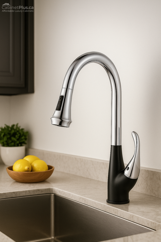 Chrome & Matte Black Pull-Down Kitchen Faucet (F-6803-03-CB)