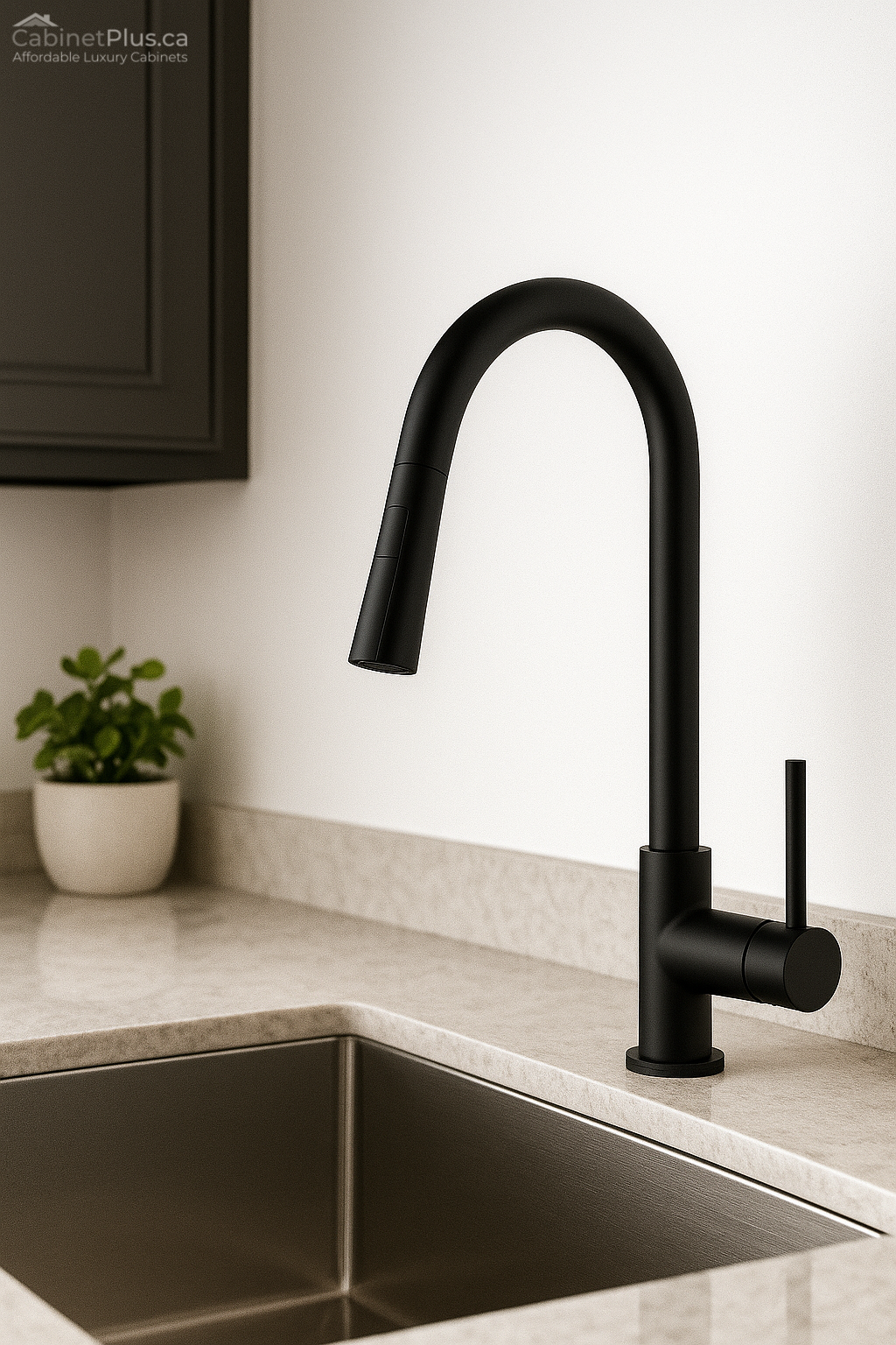 Matte Black Pull-Down Kitchen Faucet (F-6818-03-B)