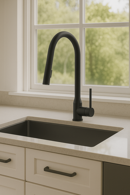 Matte Black Pull-Down Kitchen Faucet (F-701-03-B)