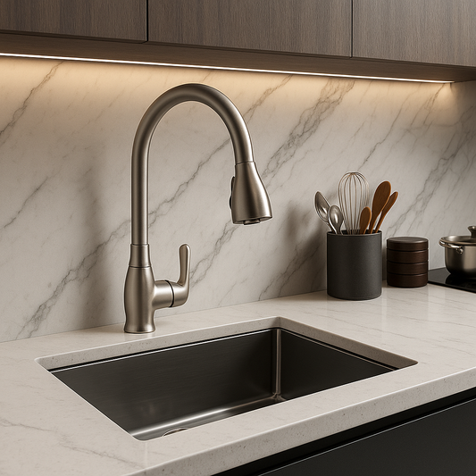 Brushed Nickel Pull-Down Kitchen Faucet (F-8938-N)