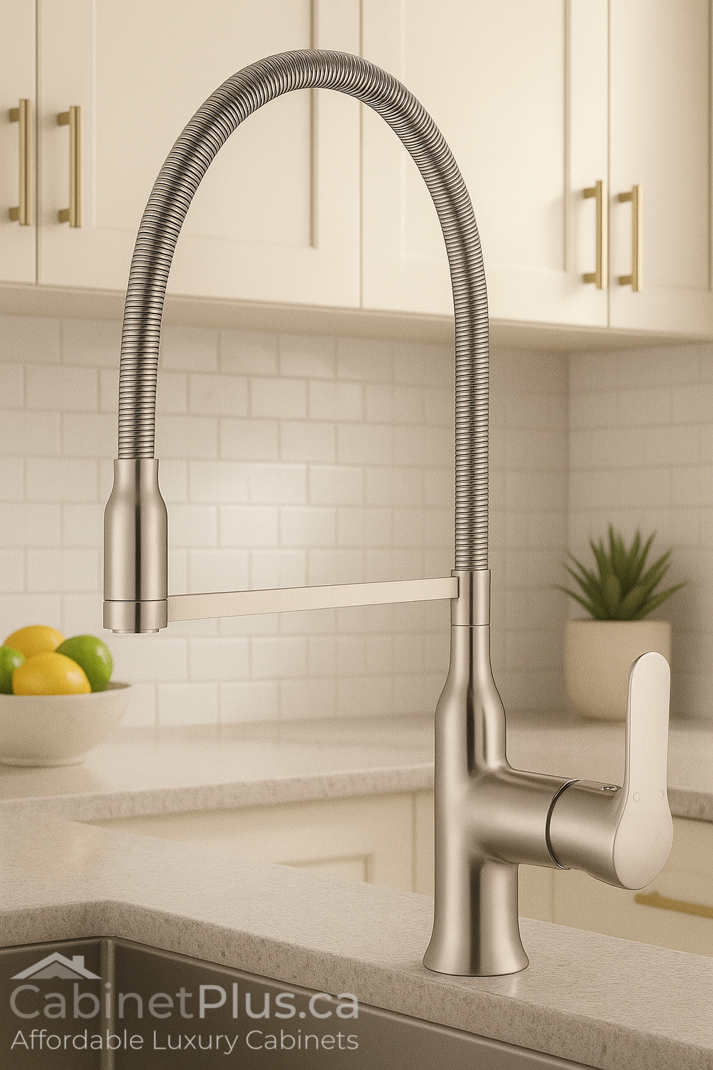 Modern Stainless Steel Spring Kitchen Faucet (F-15398-S)